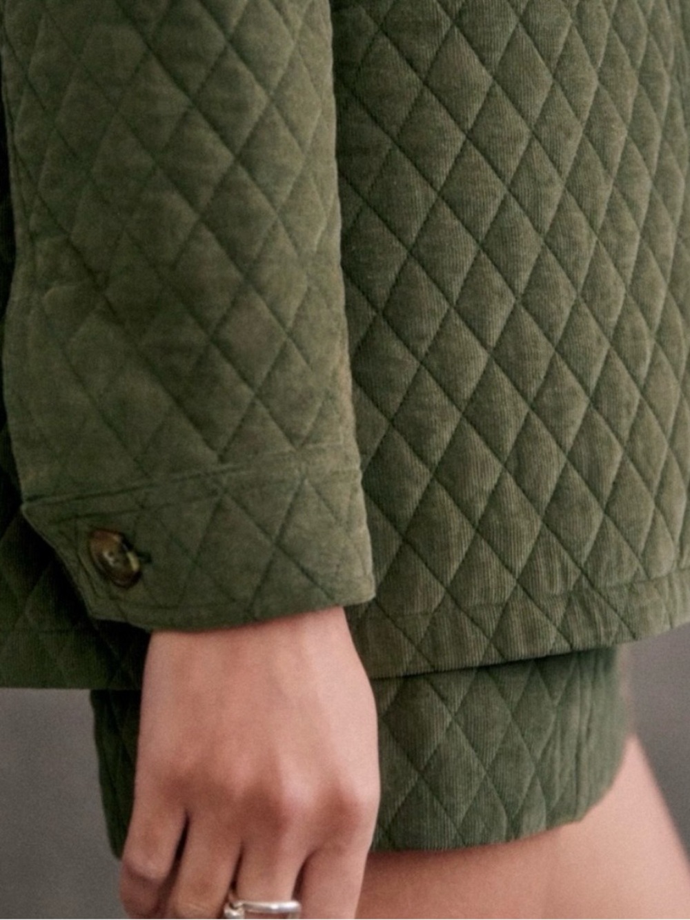 Sezane Will Jacket Quilted Olive Green Small NWT - Picture 8 of 8